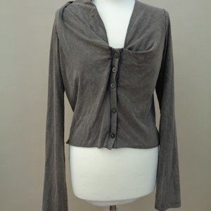 All Saints cotton/modal "Brogue Cardigan" button up top with draping UK14/US10